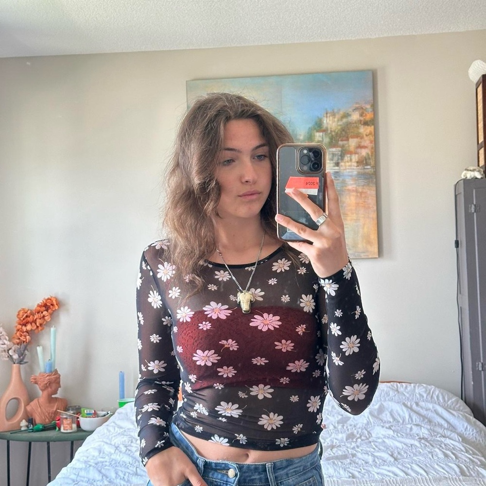 Forever 21 sheer sunflower top